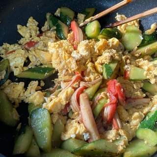 うちのおかず　卵ときゅうりの炒め物